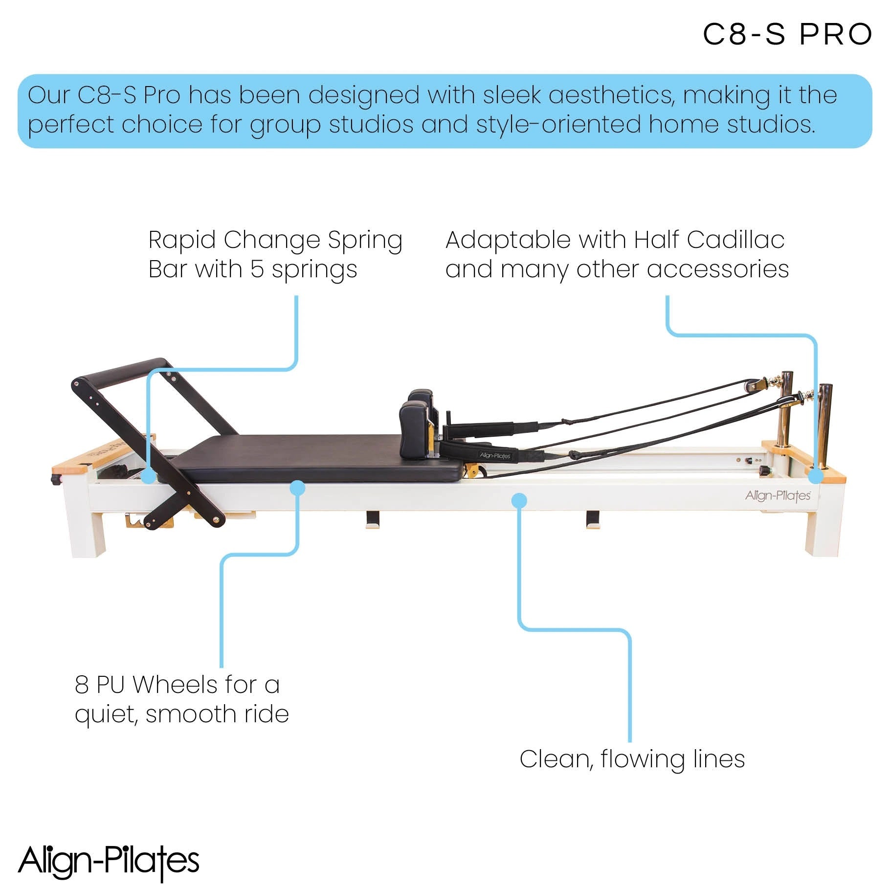 Align Pilates Leg Extensions for C8-S Pro Pilates Reformer - Pilates Reformers Plus