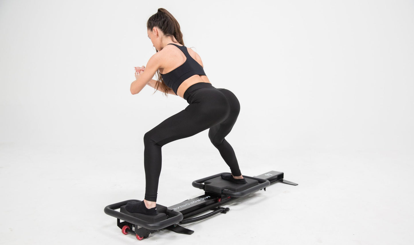 Side profile of the Lagree Micro microformer-style fitness machine