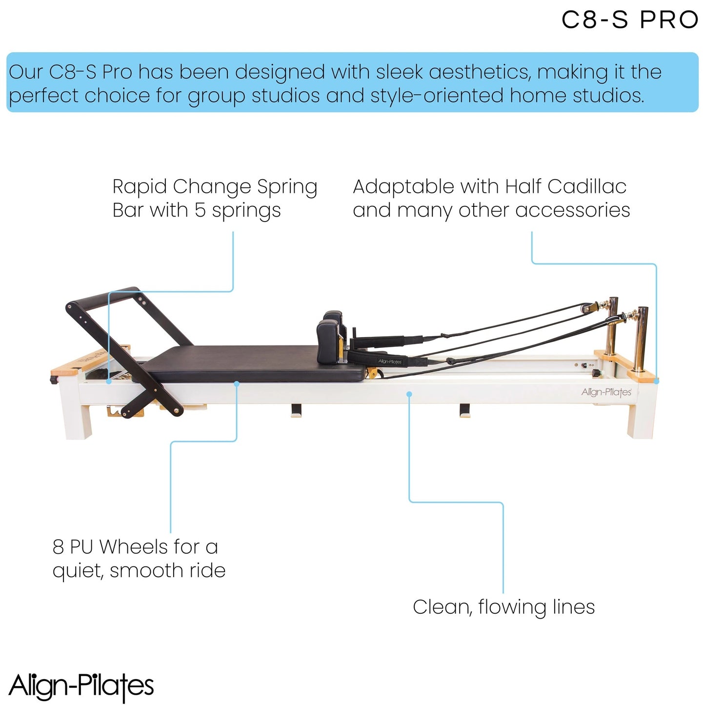 Align Pilates C8-S Pro Reformer Machine - Pilates Reformers Plus