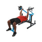 adjustable bench press machine for home gym with guided press arms and weight plate system