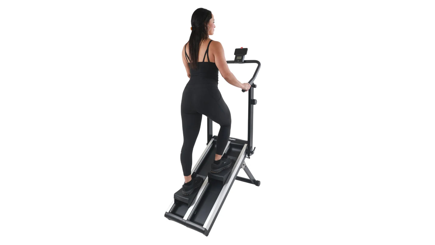 foldable stair climber machine for home workouts with adjustable resistance and incline