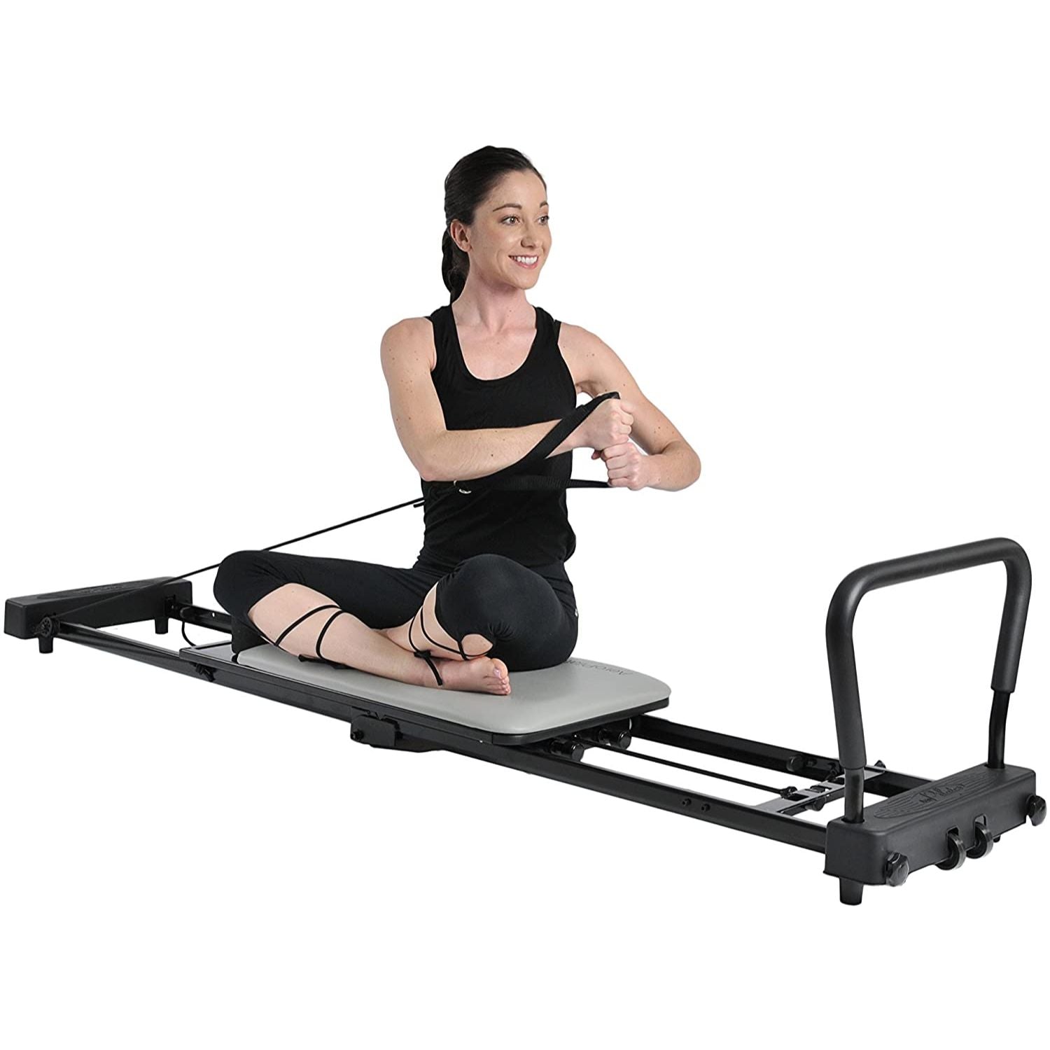 Stamina Products AeroPilates Reformer 651 Whole Body Resistance Workout  Machine for Home Gym with 10 Inch Stand and Foldable Frame with Wheels
