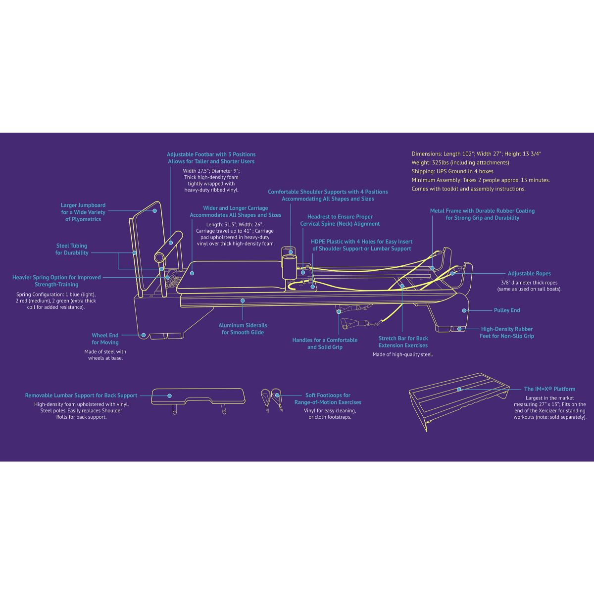 IM=X® Xercizer Pilates Reformer with Jumpboard - Pilates Reformers Plus