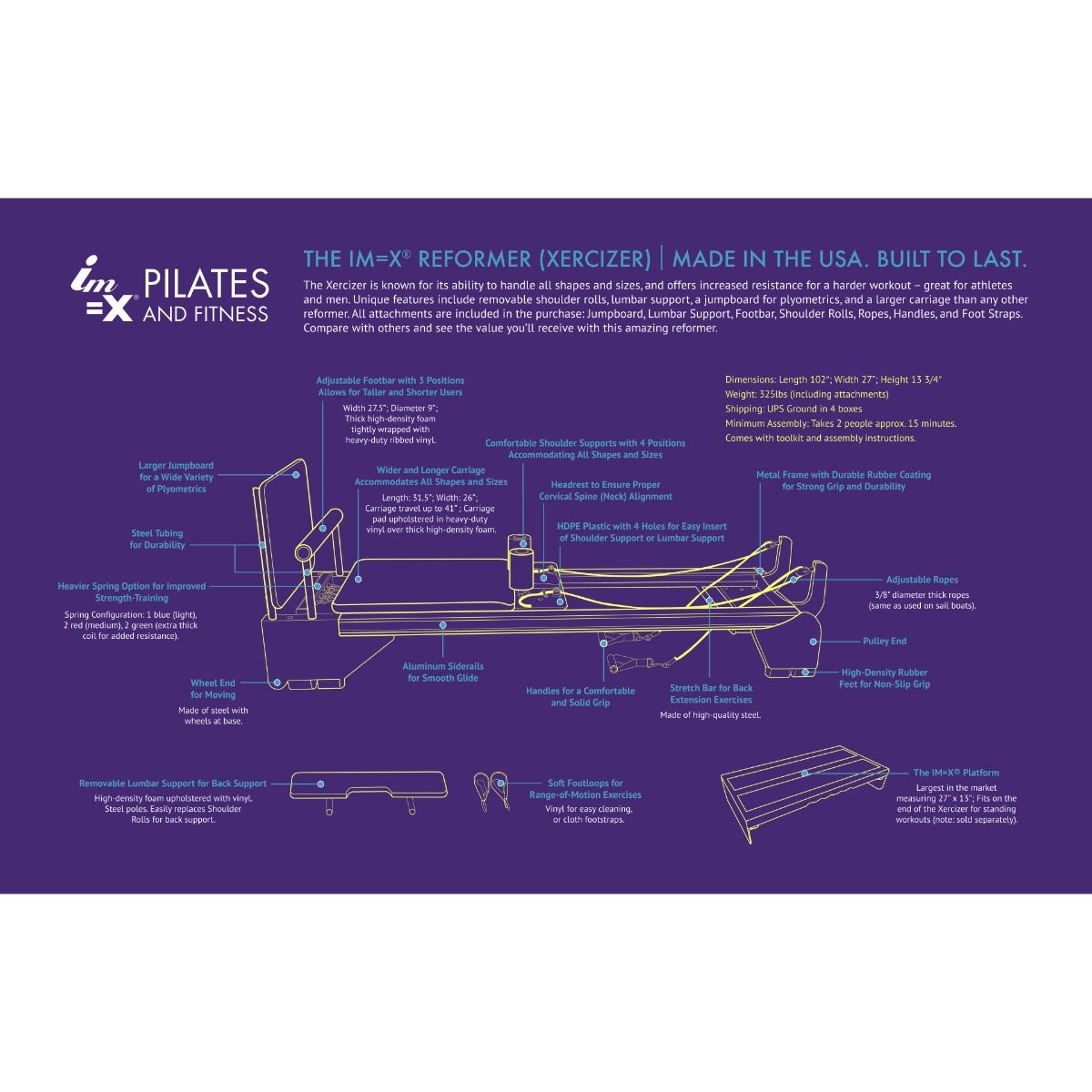 IM=X® Xercizer Pilates Reformer with Jumpboard - Pilates Reformers Plus