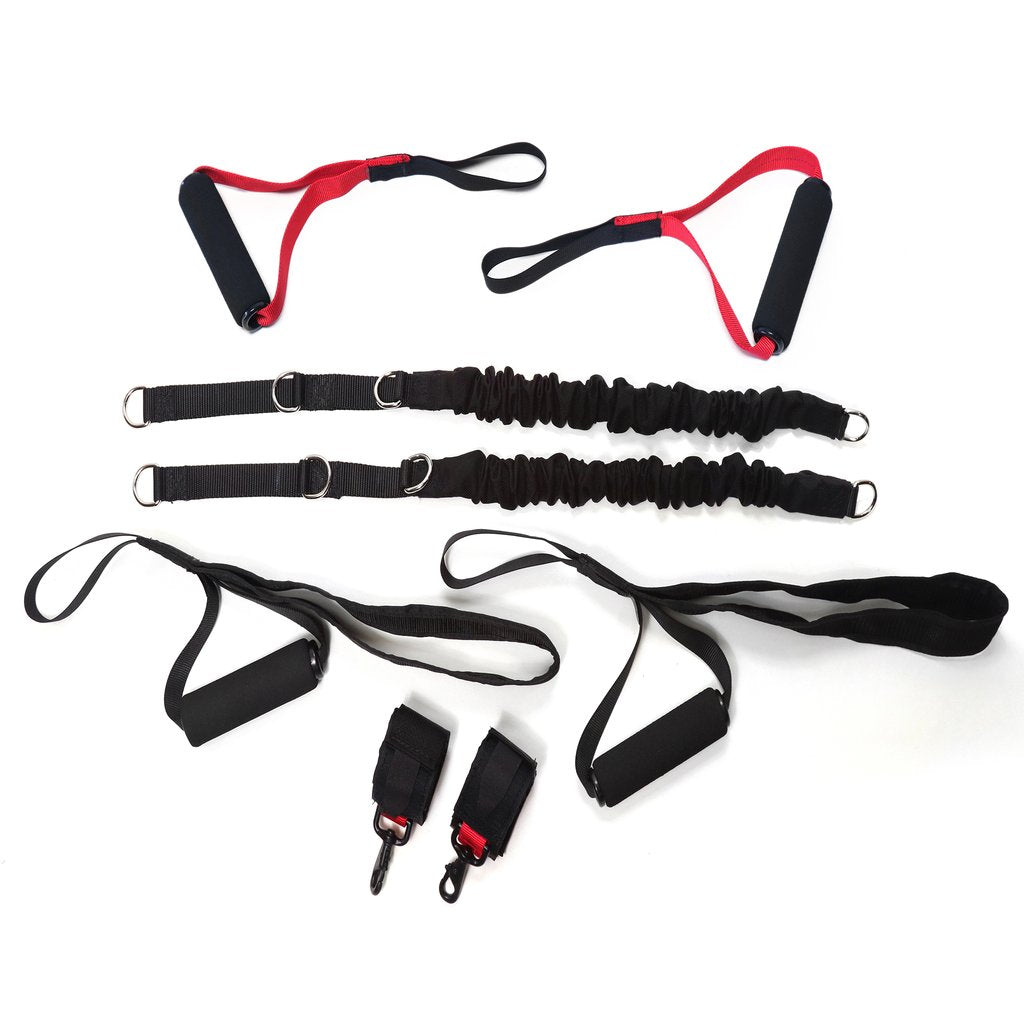 Lagree Fitness Micro Cables w/ Footstraps & Red Handles Bundle - Pilates Reformers Plus